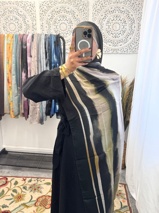 Water coloured Modal Printed khaki stripe Hijab