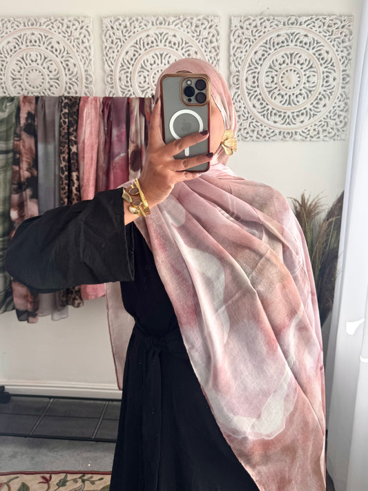 Water coloured Modal Printed Bubble Gum Hijab