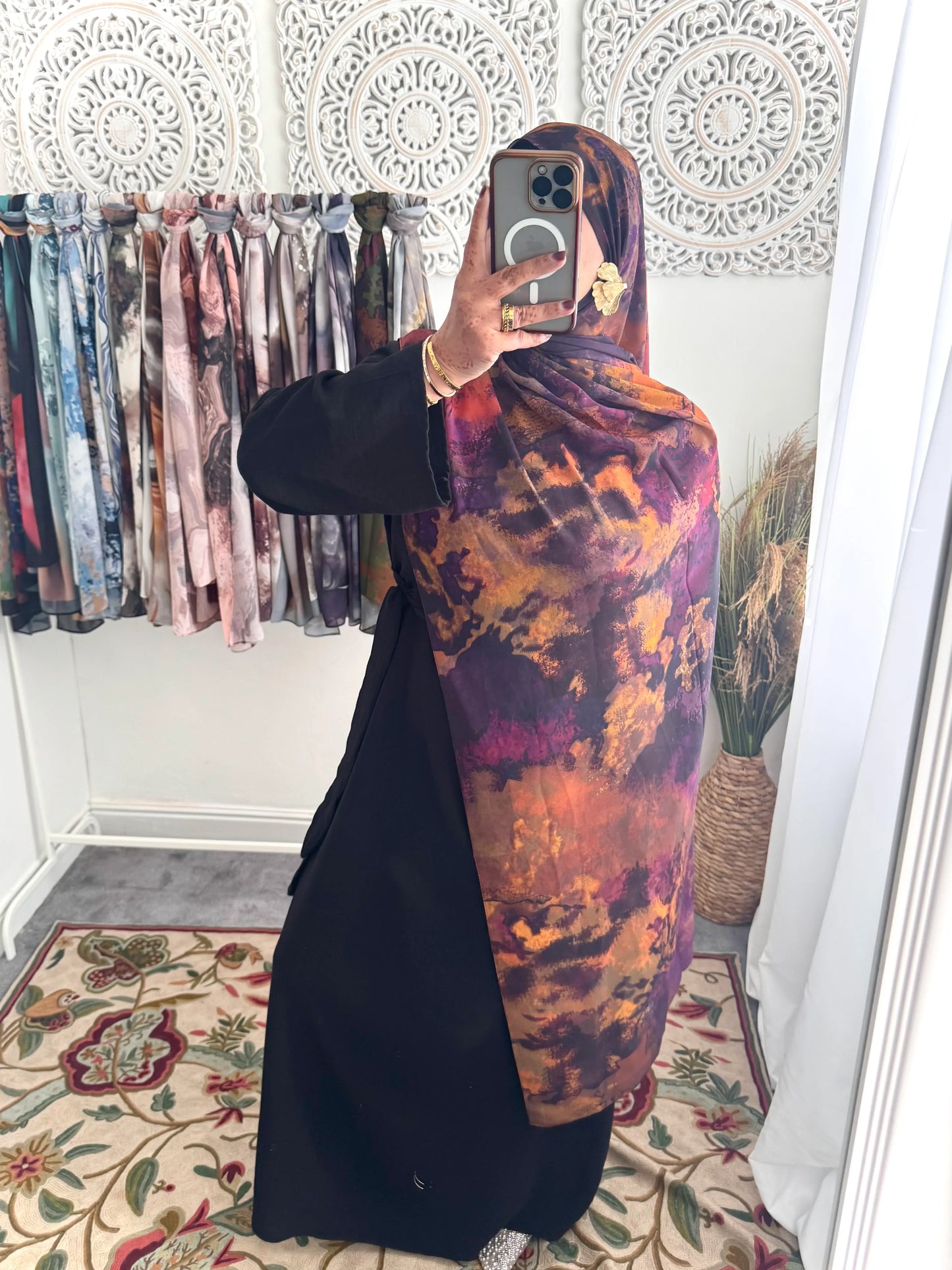 Water coloured Chiffon Printed Nura Hijab - Hijab Junkie UK