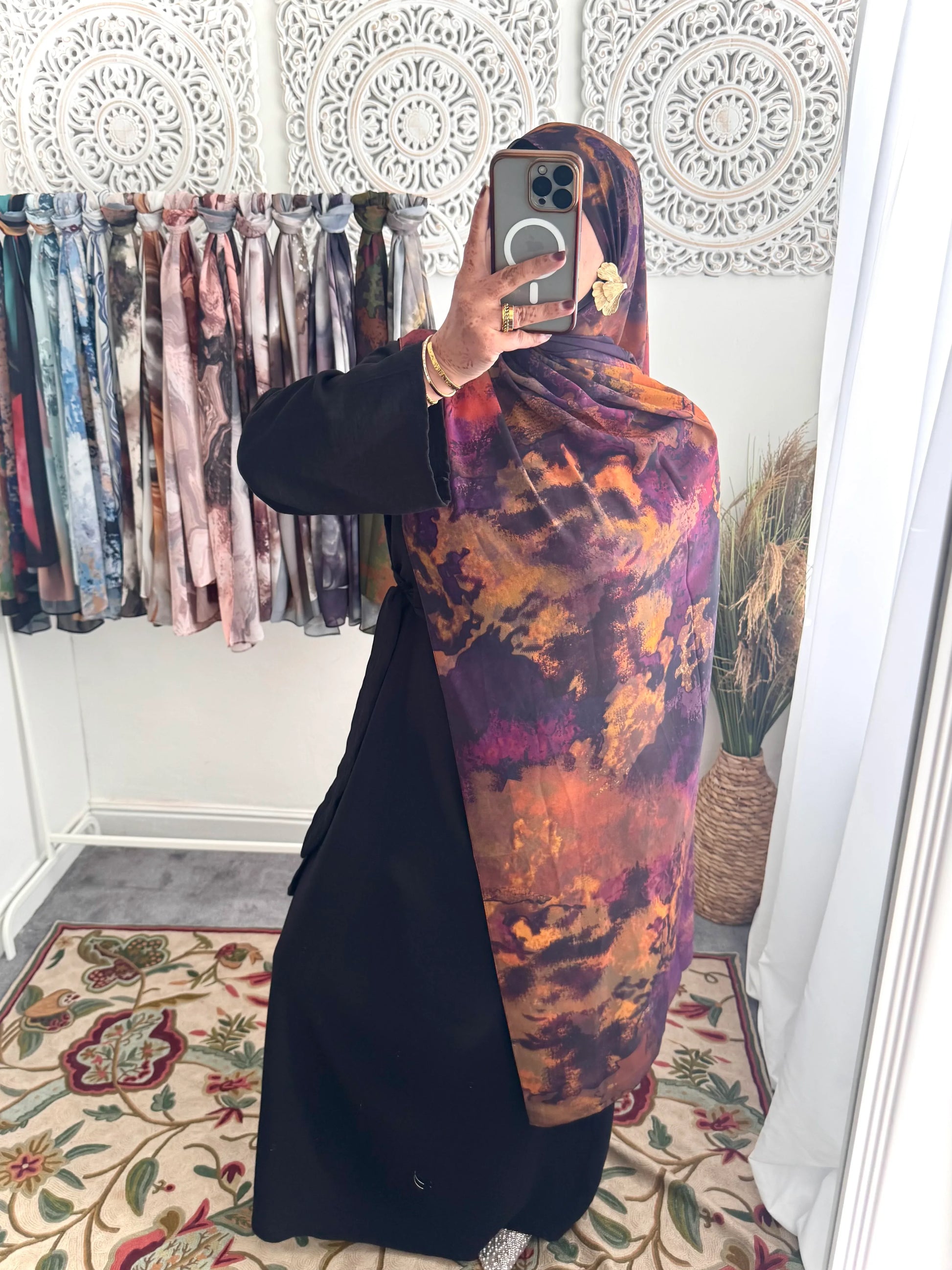Water coloured Chiffon Printed Nura Hijab - Hijab Junkie UK