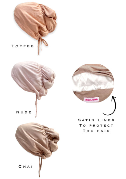 Tube closed tie inner silk cap choose from skin chai toffee