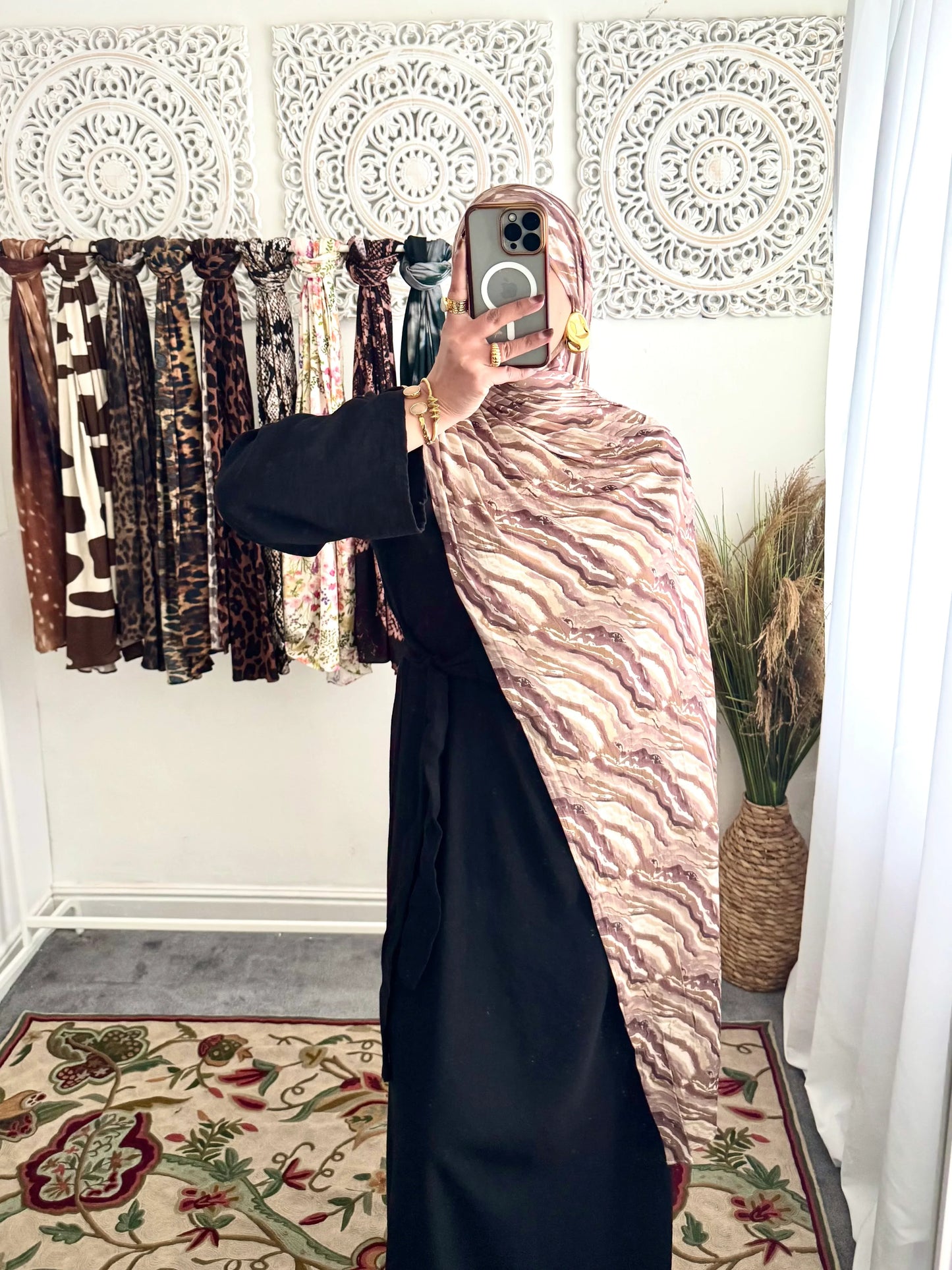 Premium Jersey Coffee Wave hijab - Hijab Junkie UK