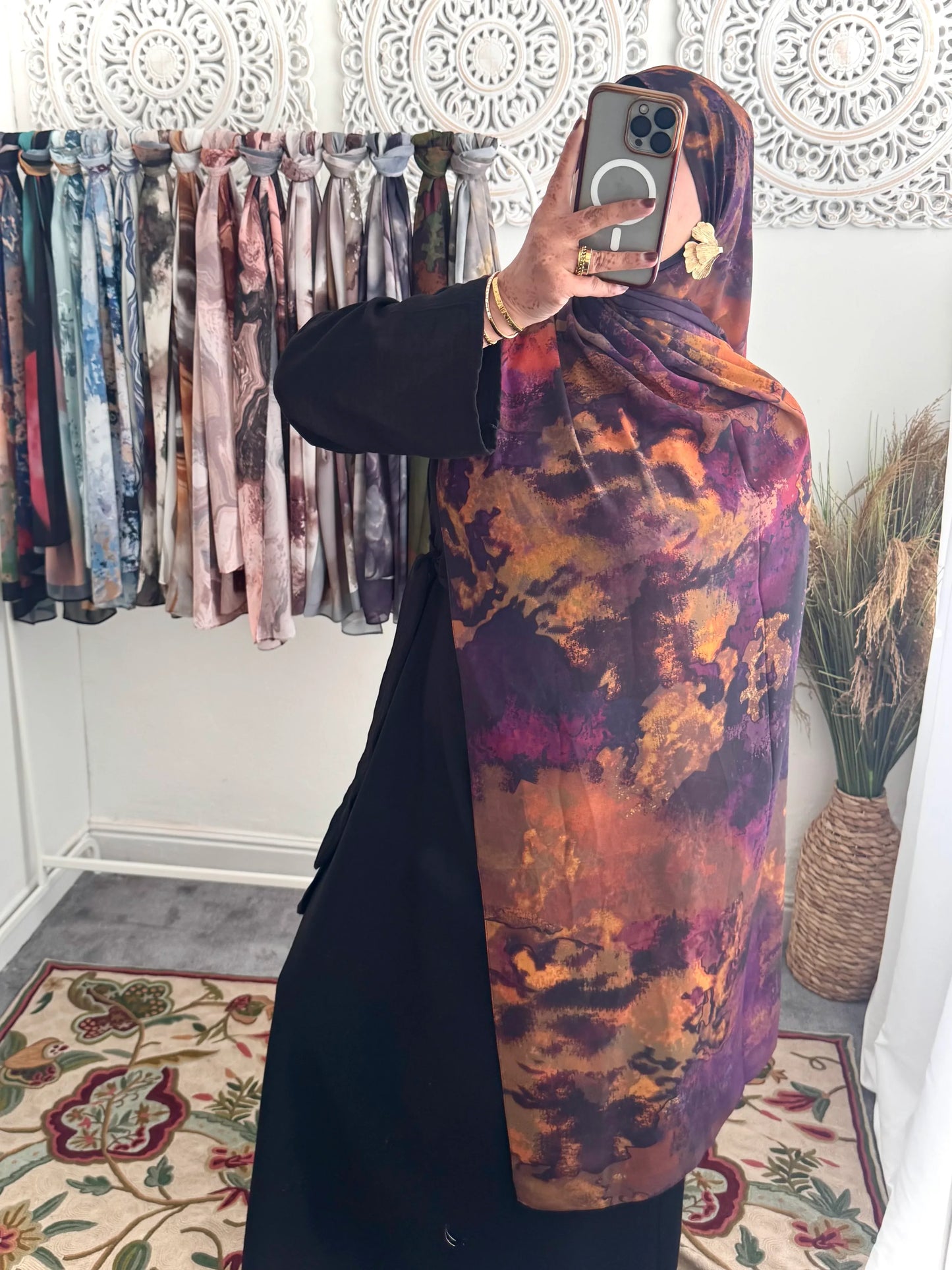 Water coloured Chiffon Printed Nura Hijab - Hijab Junkie UK