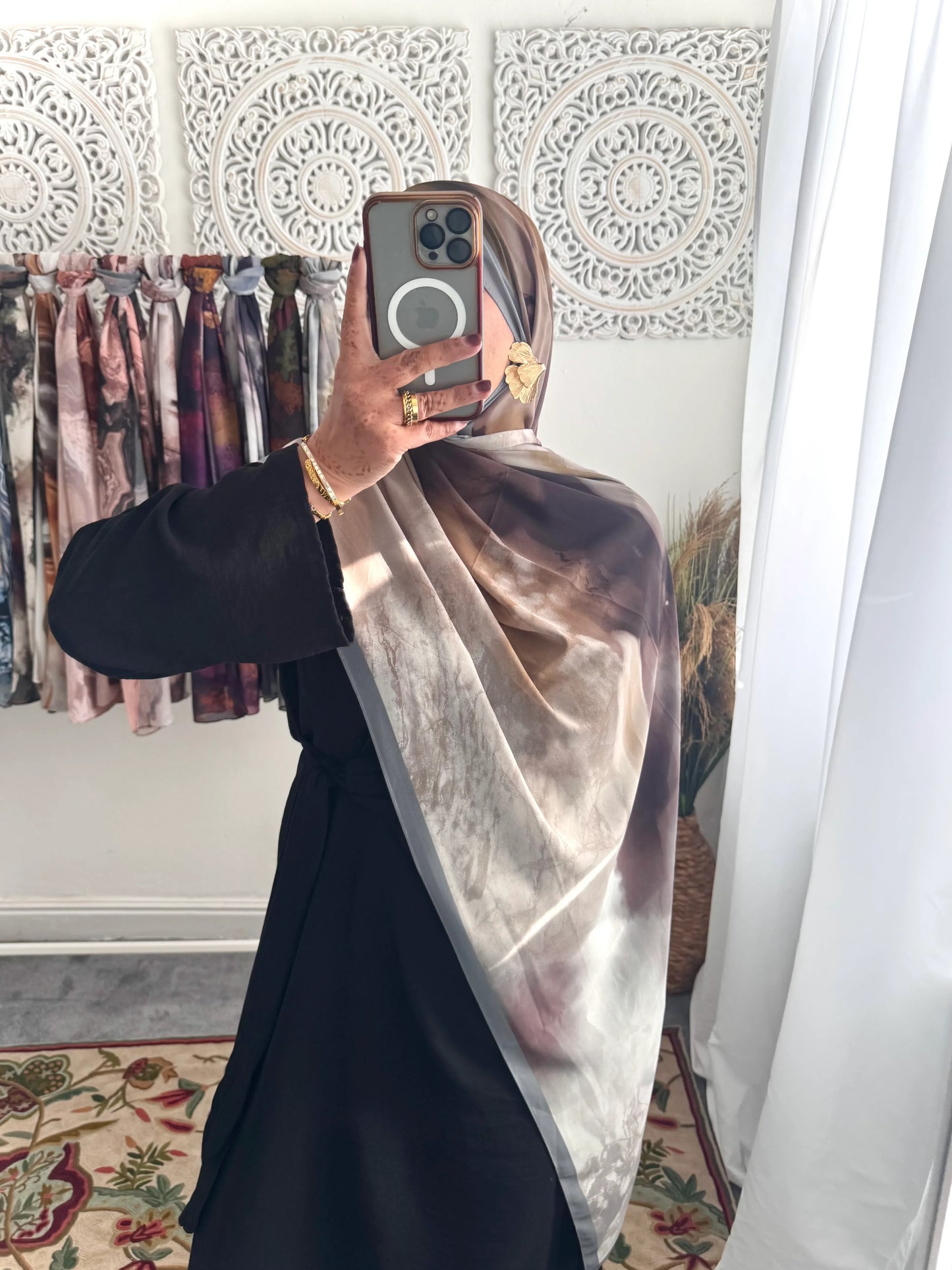 Water coloured Chiffon Printed Layla Hijab - Hijab Junkie UK