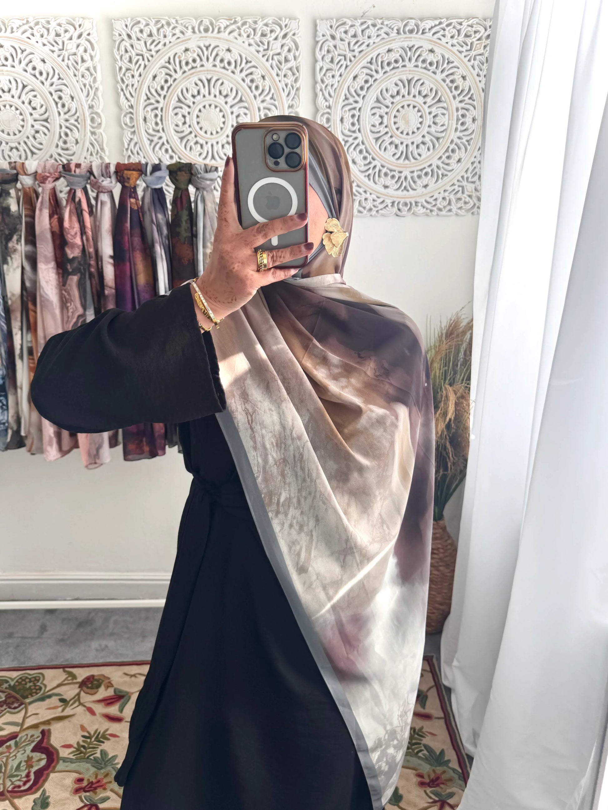 Water coloured Chiffon Printed Layla Hijab - Hijab Junkie UK