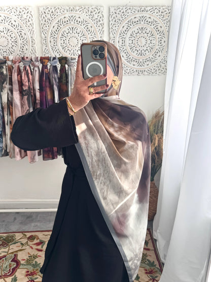 Water coloured Chiffon Printed Layla Hijab - Hijab Junkie UK