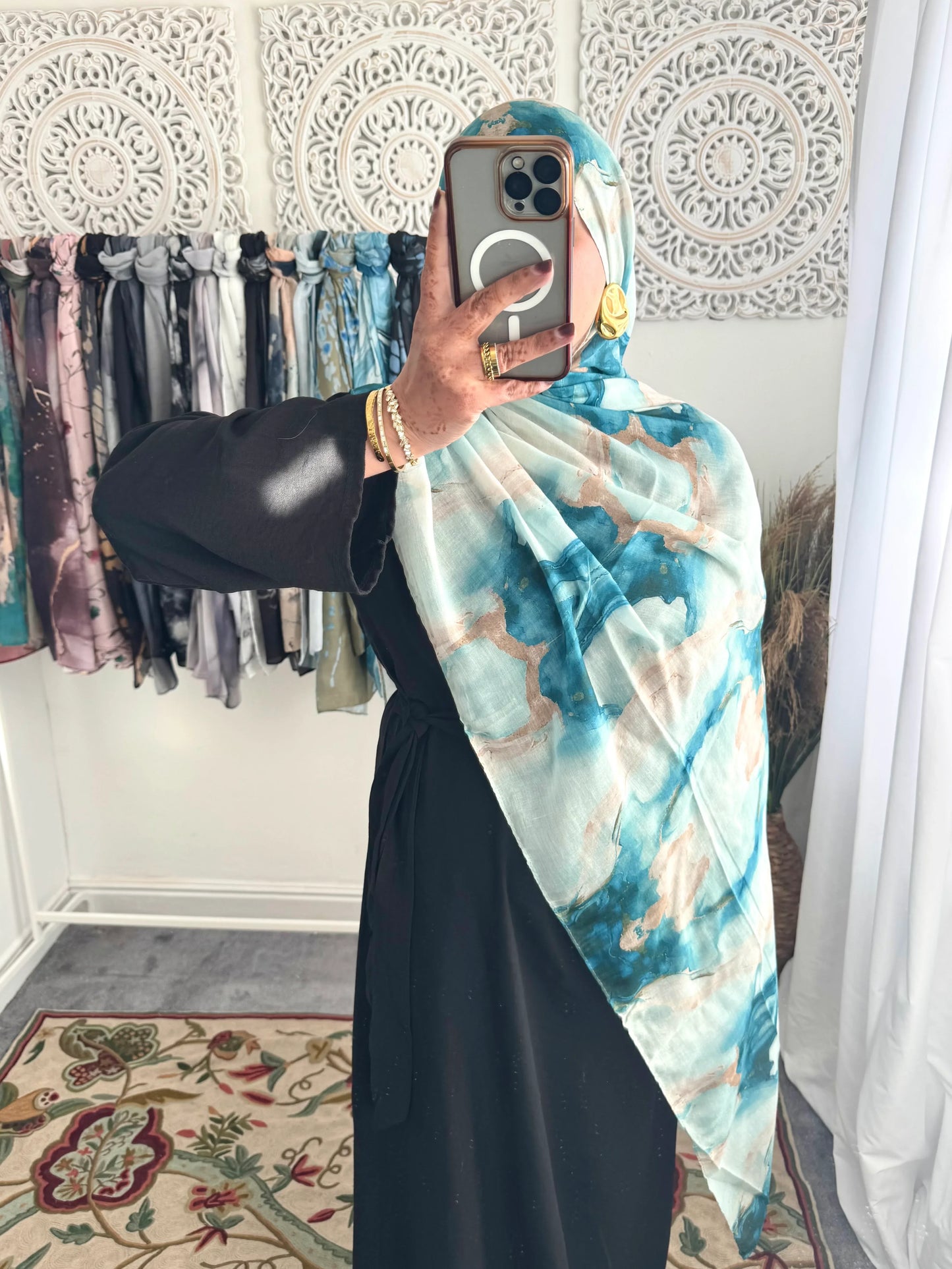 Water coloured Modal Printed Pixel Hijab - Hijab Junkie UK