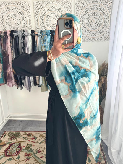 Water coloured Modal Printed Pixel Hijab - Hijab Junkie UK
