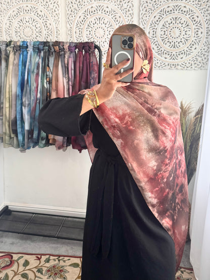 Water coloured Modal Silk Printed fire Hijab