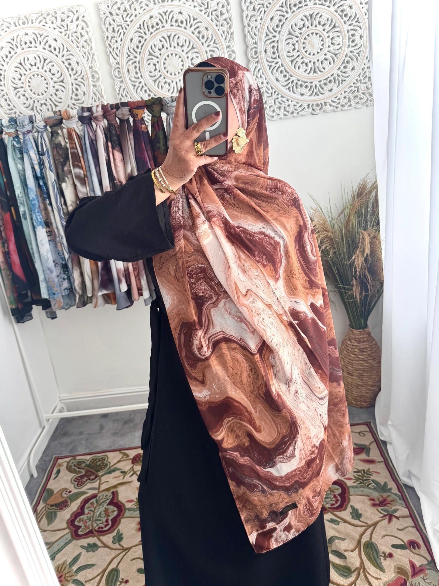 Water coloured Chiffon Printed Fareed Hijab - Hijab Junkie UK