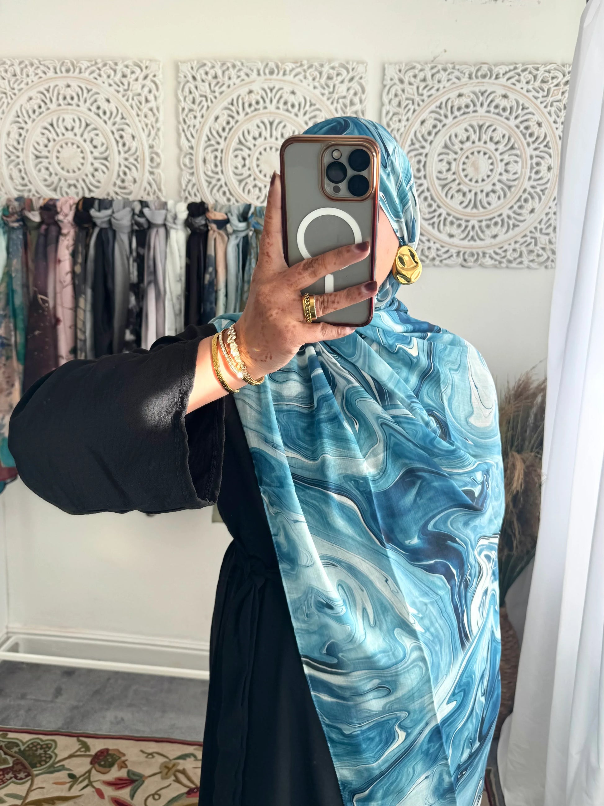 Water coloured Modal Printed Nova Wave Hijab - Hijab Junkie UK