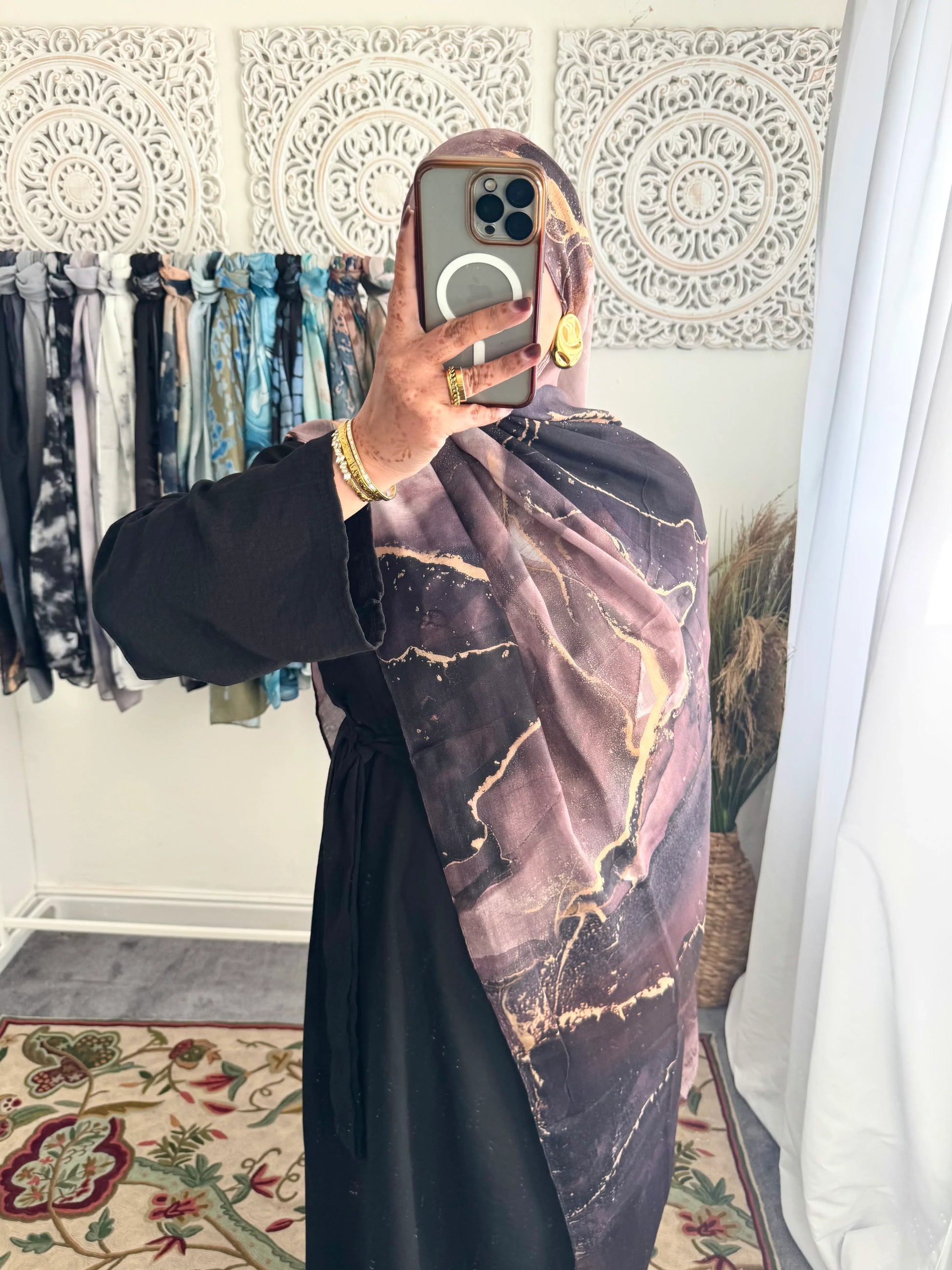 Water coloured Modal Printed Mars Hijab - Hijab Junkie UK