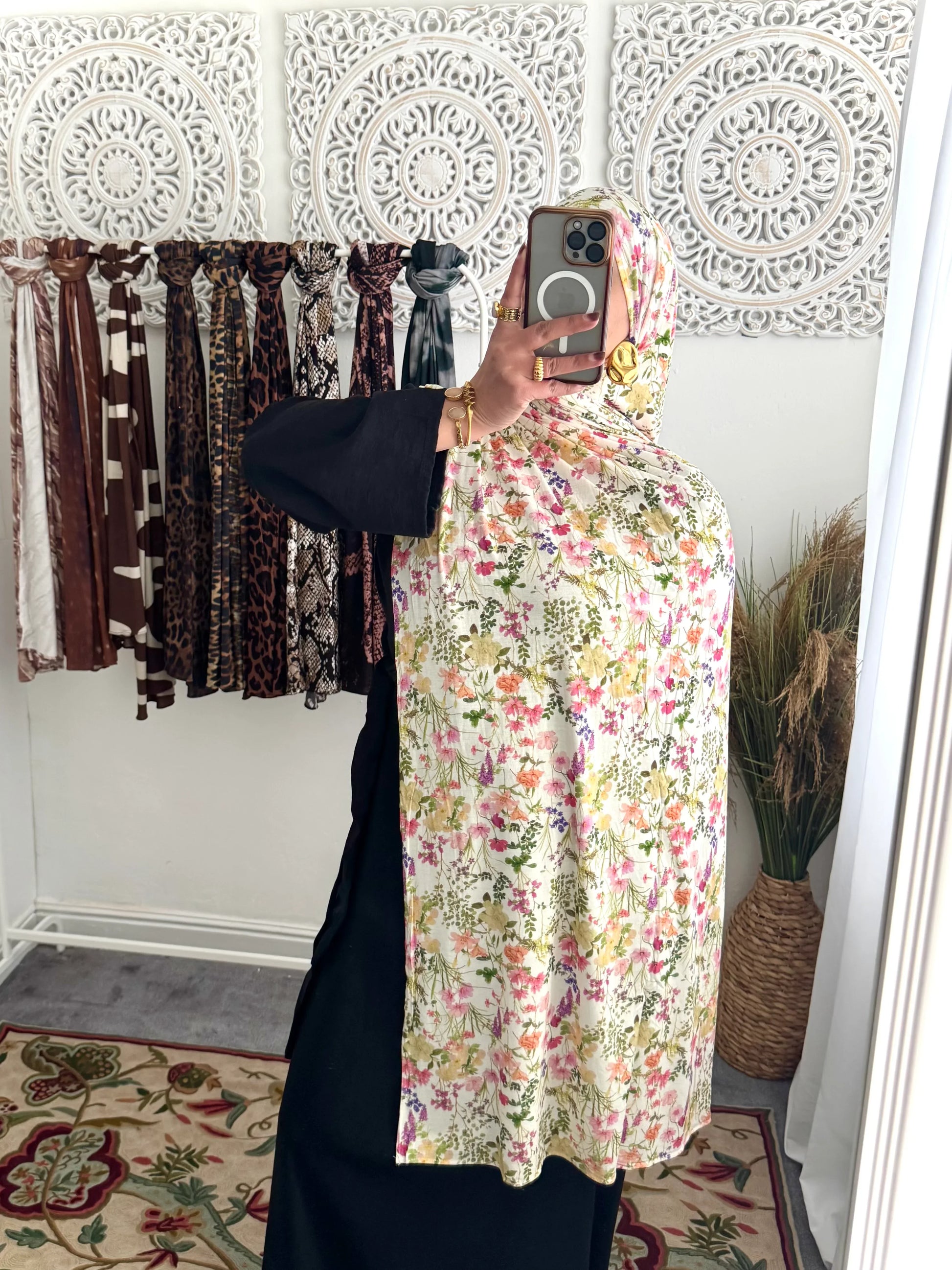 Premium Jersey Wild Flower hijab - Hijab Junkie UK