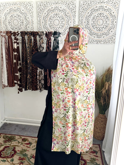 Premium Jersey Wild Flower hijab - Hijab Junkie UK