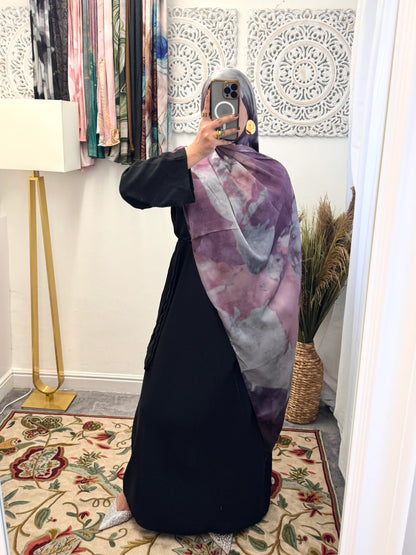 Water coloured Modal Silk Printed volcano silver Hijab - Hijab Junkie UK