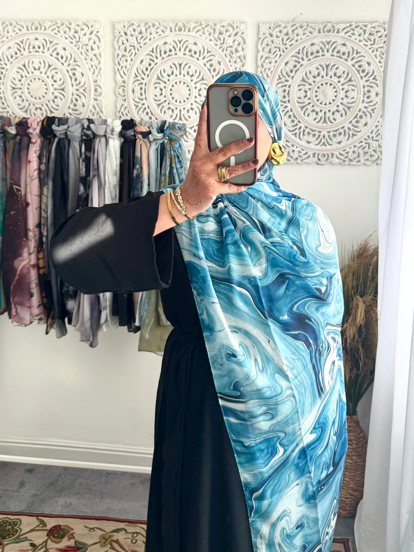 Water coloured Modal Printed Nova Wave Hijab - Hijab Junkie UK