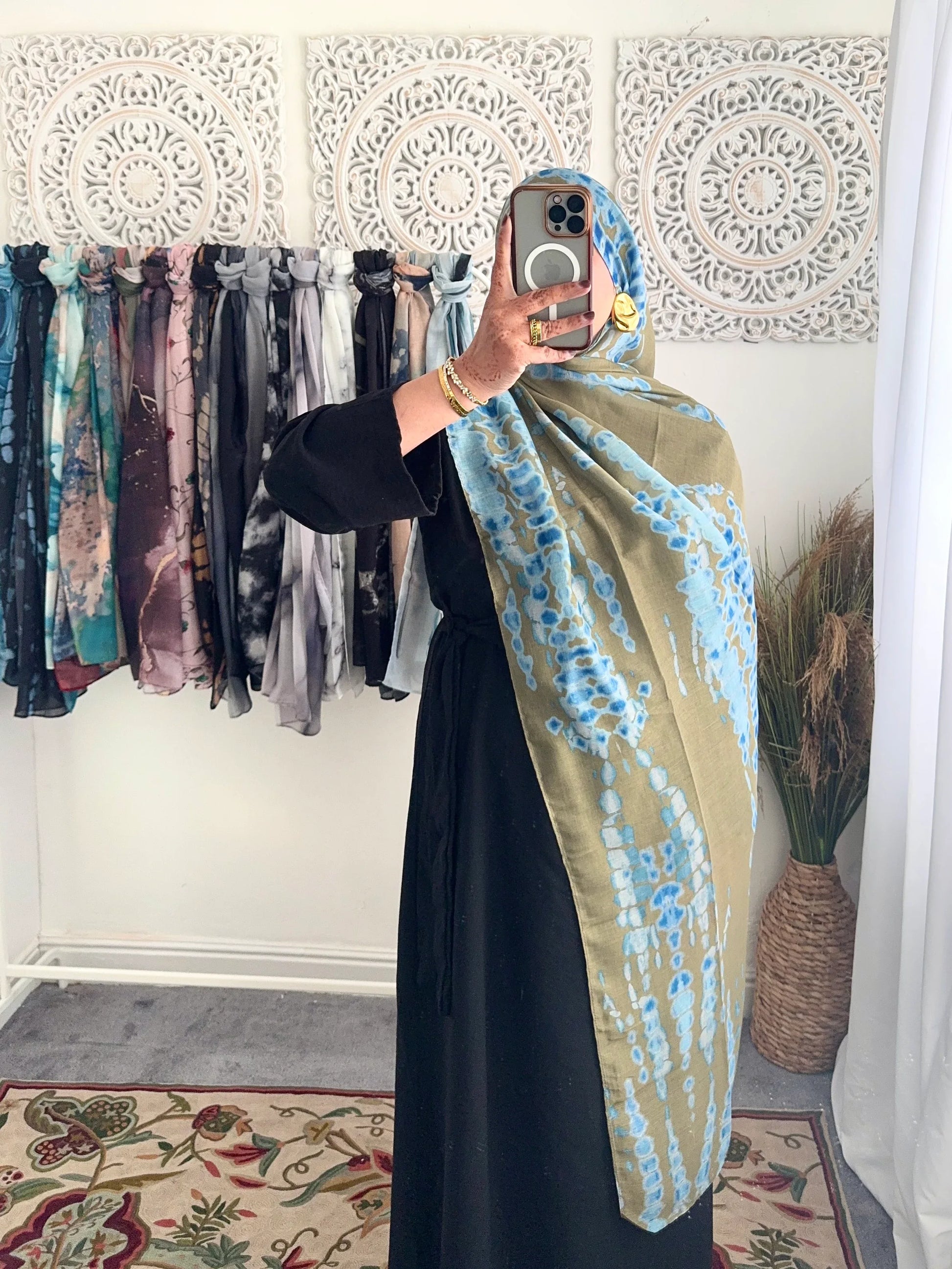 Water coloured Modal Printed Pure Thread Hijab - Hijab Junkie UK