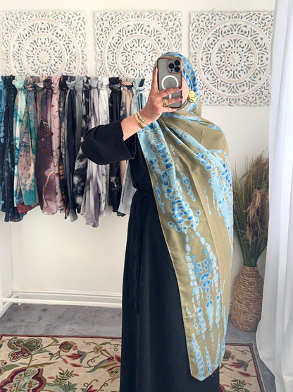Water coloured Modal Printed Pure Thread Hijab - Hijab Junkie UK