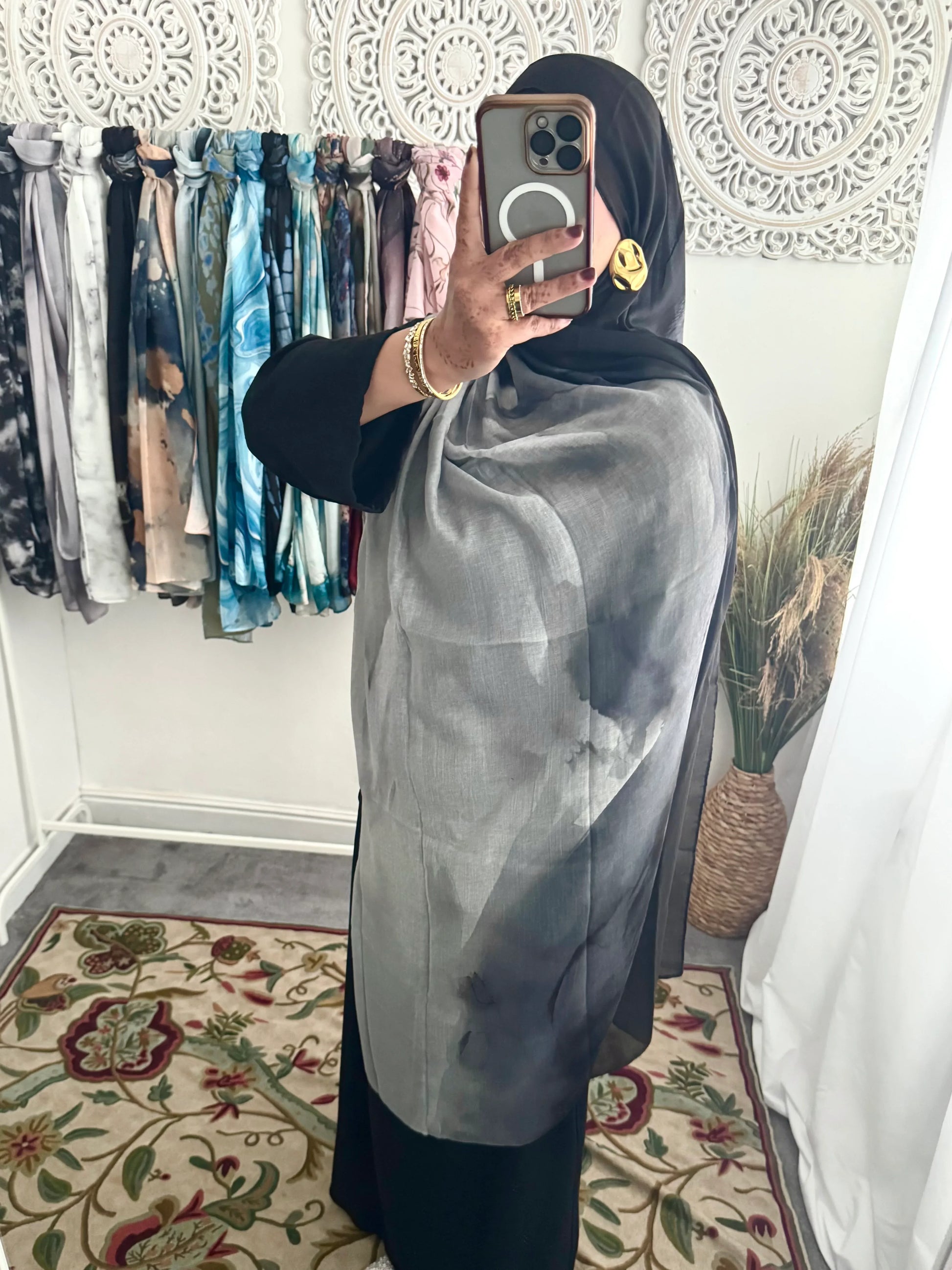Water coloured Modal Printed Shajara Hijab - Hijab Junkie UK