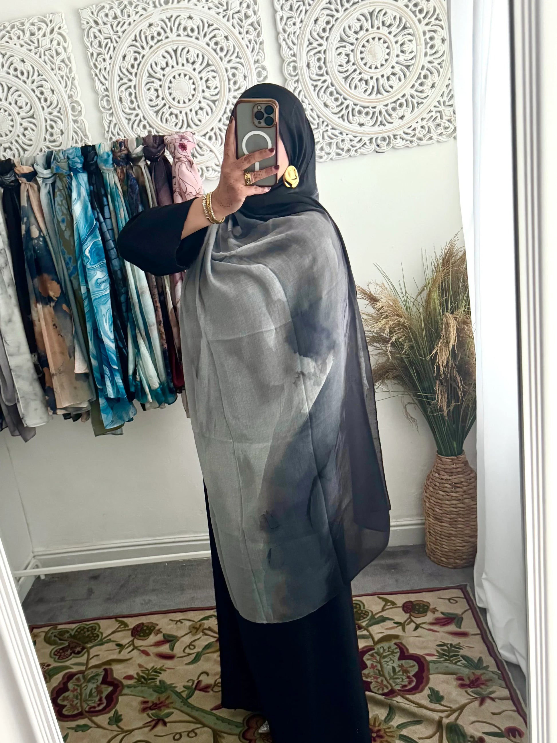 Water coloured Modal Printed Shajara Hijab - Hijab Junkie UK