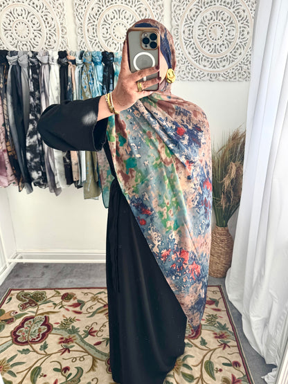 Water coloured Modal Printed Lattice Hijab