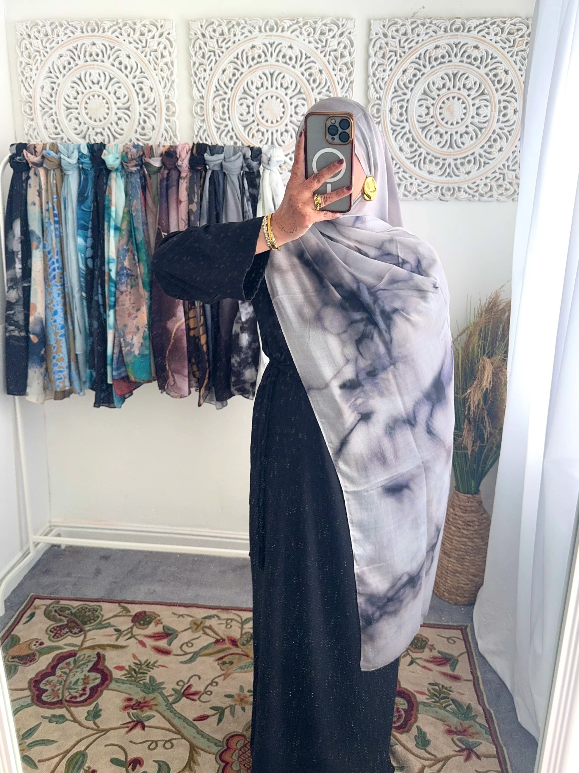 Water coloured Modal Printed Nura Hijab - Hijab Junkie UK