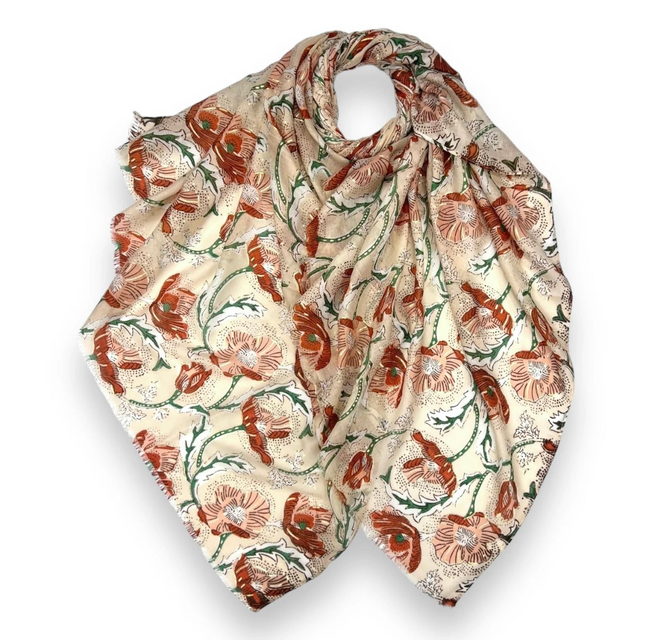 Maxi printed poppy beige hijab scarf