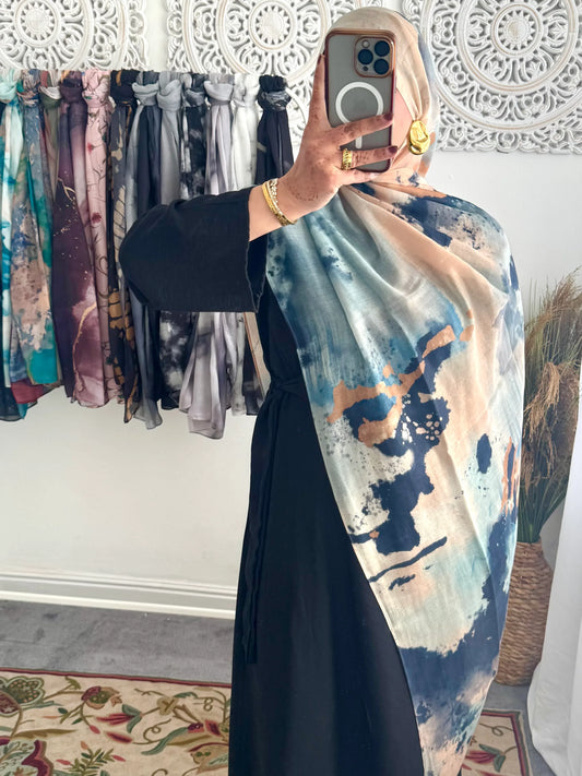 Water coloured Modal Printed Diyana Hijab - Hijab Junkie UK