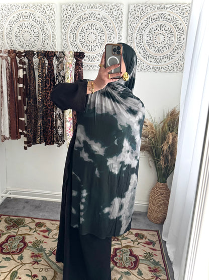 Premium Jersey Marble Peacock hijab - Hijab Junkie UK