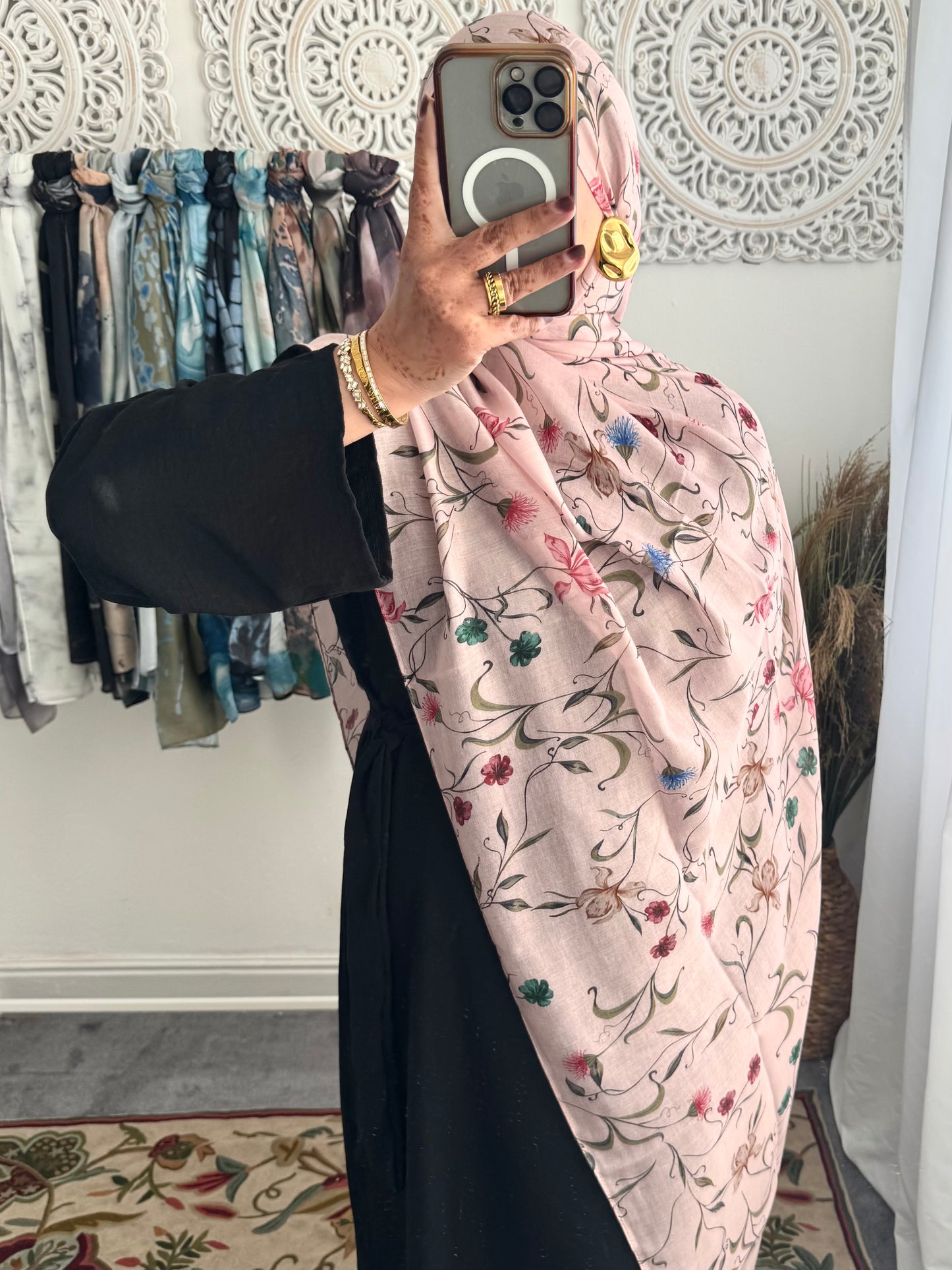 Water coloured Modal Printed Petal Pink Hijab