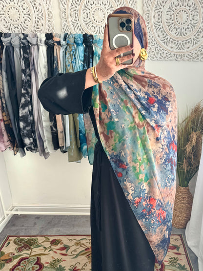 Water coloured Modal Printed Lattice Hijab