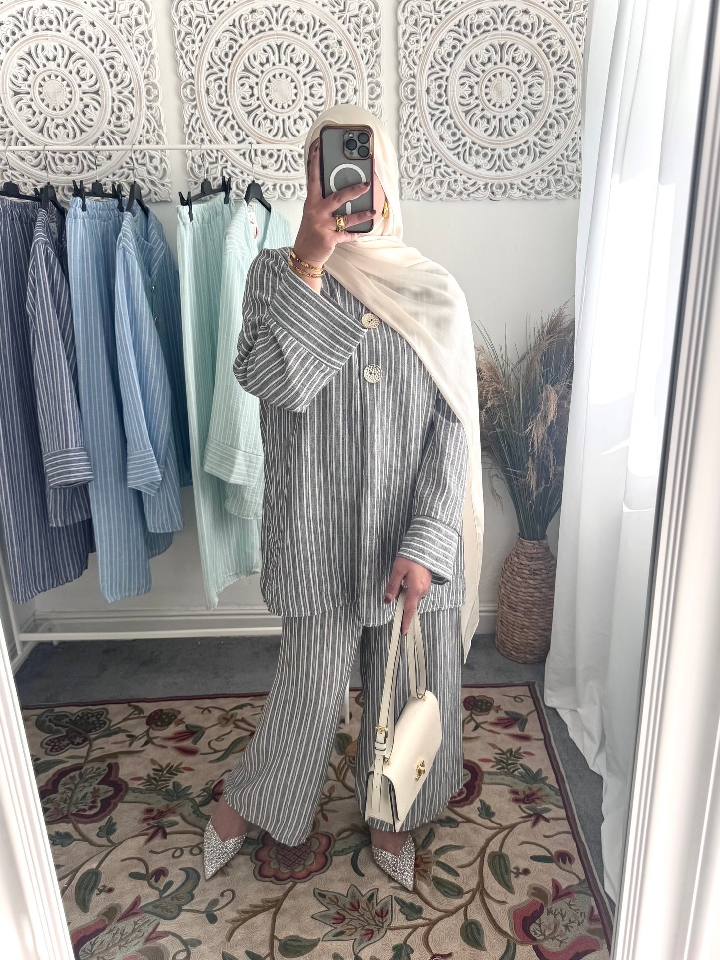 2 Styles Lexi Stunning Free Size Loose Fit Pinstripe Summer Dress & Co-Ords Sets