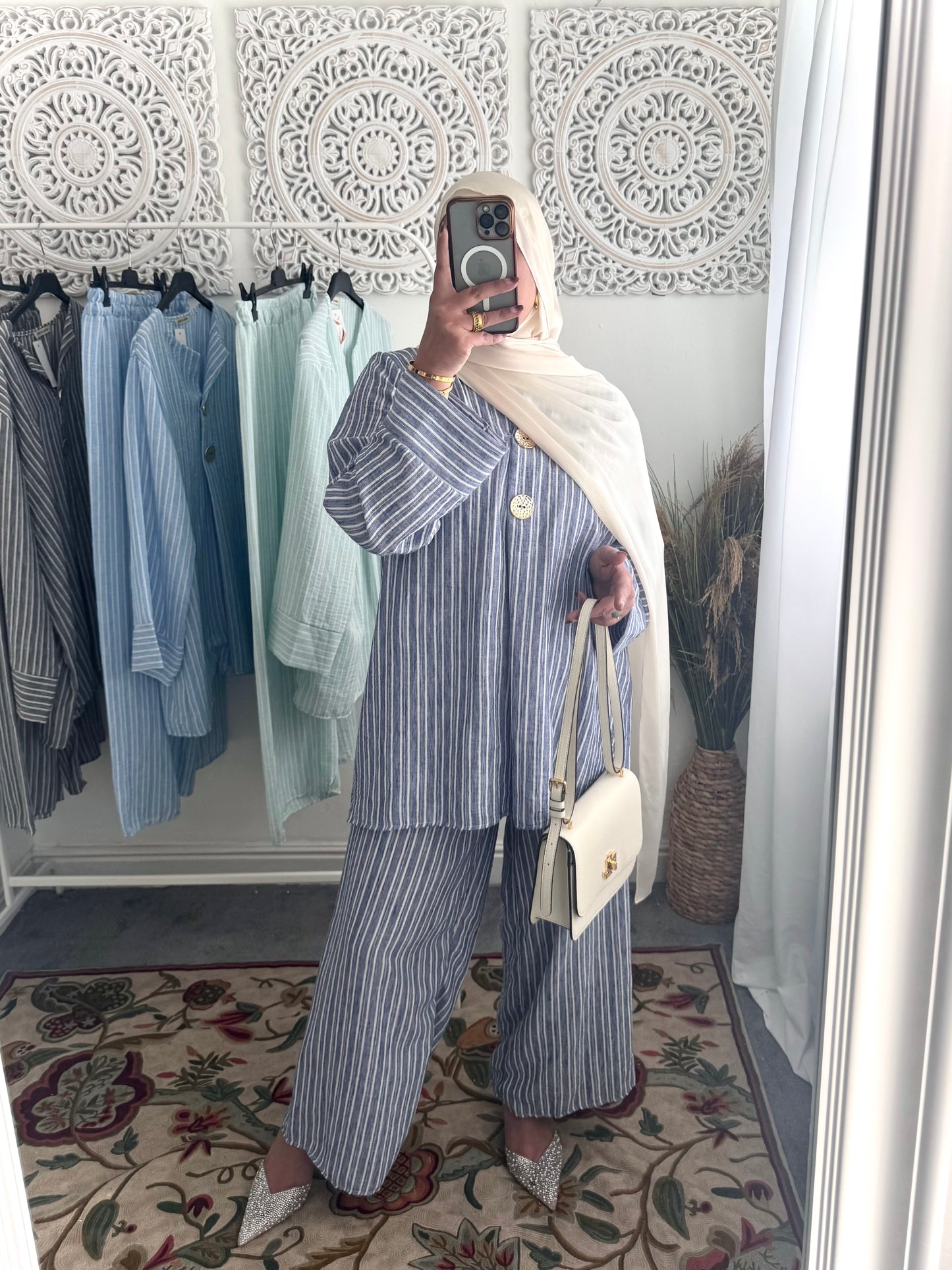 2 Styles Lexi Stunning Free Size Loose Fit Pinstripe Summer Dress & Co-Ords Sets