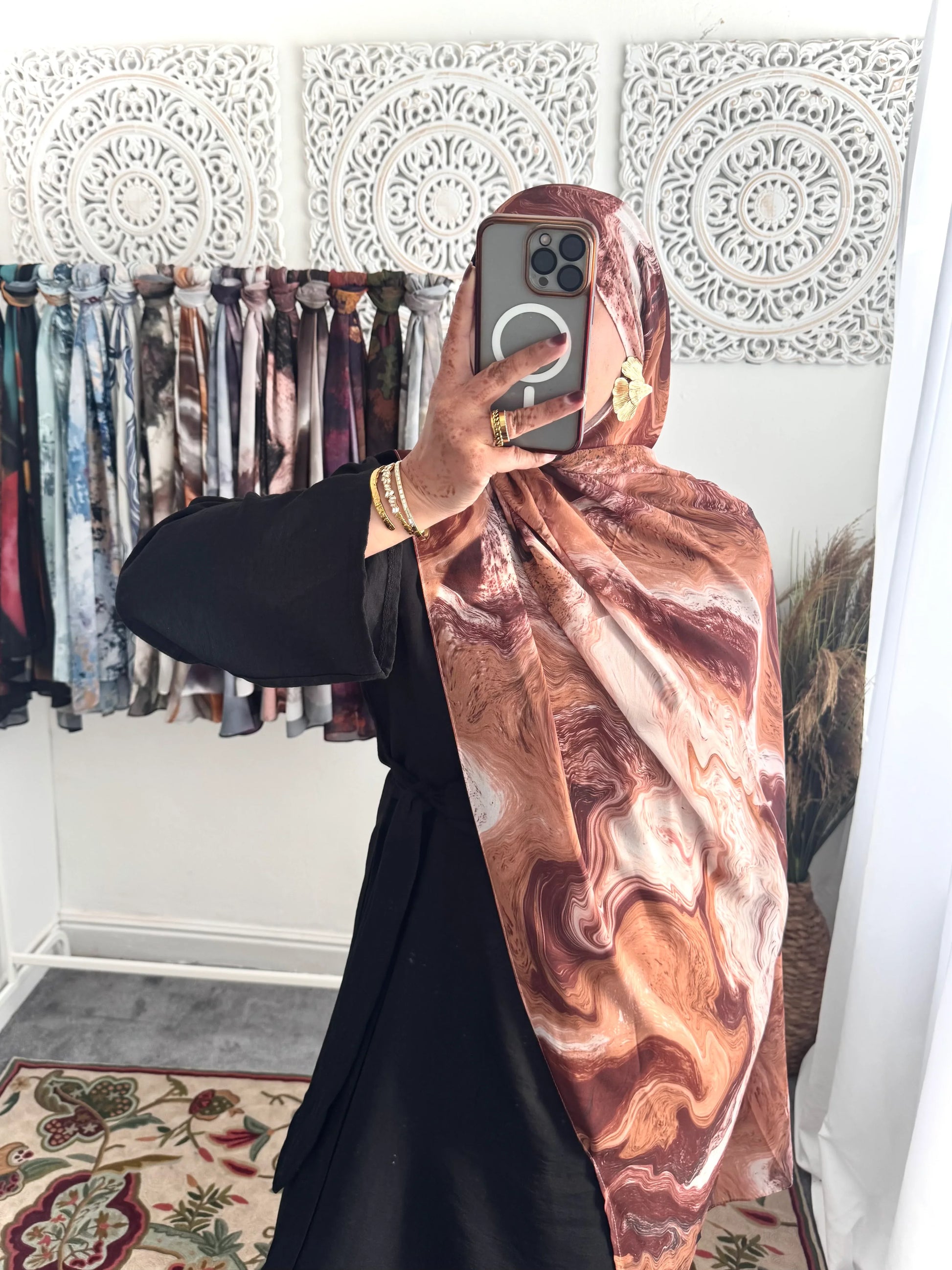 Water coloured Chiffon Printed Fareed Hijab - Hijab Junkie UK
