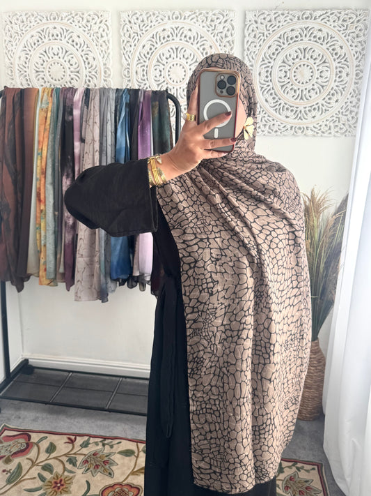 Water coloured Modal Printed honeycomb Hijab