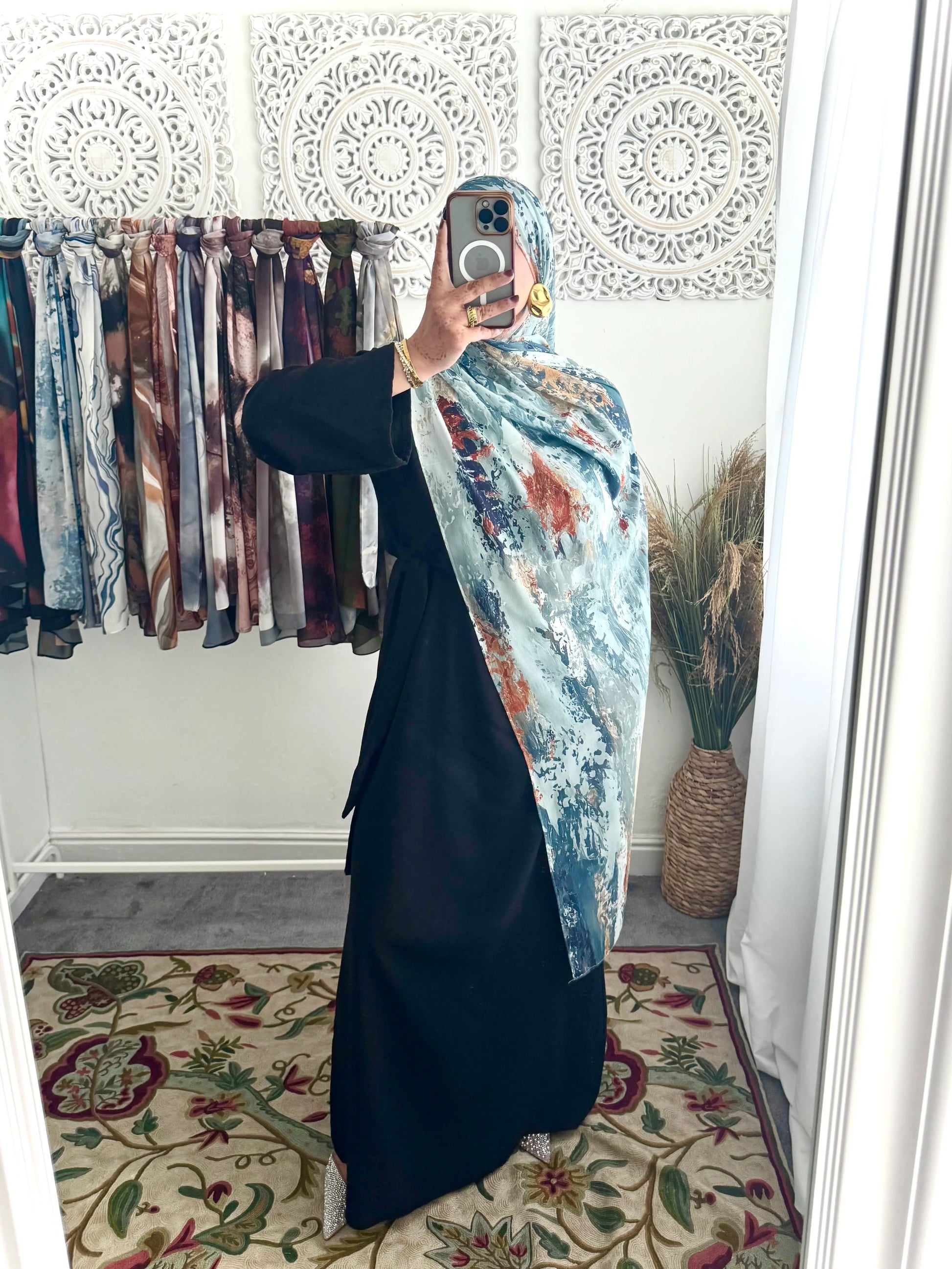 Water coloured Chiffon Printed Bahr Hijab - Hijab Junkie UK
