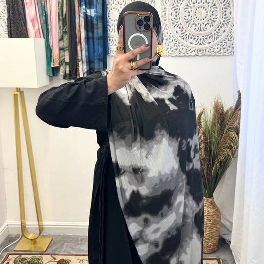 Premium Jersey Marble Black hijab - Hijab Junkie UK