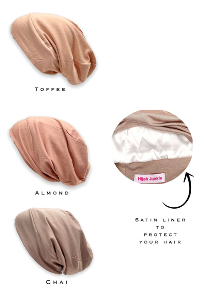 Tube closed inner silk cap choose from chai toffee almond