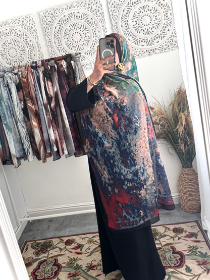 Water coloured Chiffon Printed Naadir Hijab