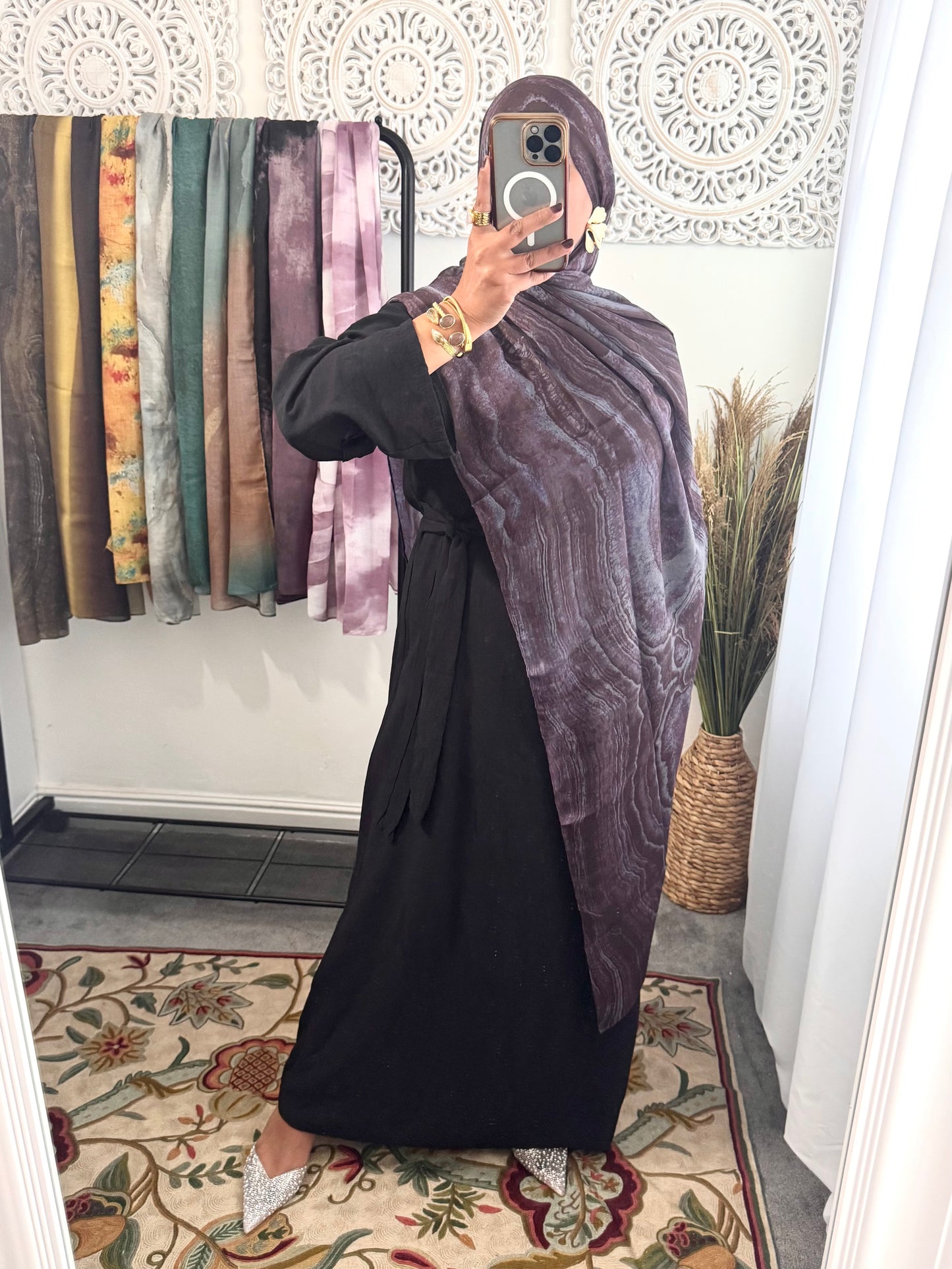 Water coloured Modal Printed Aubergine Hijab