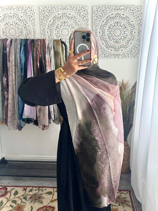 Water coloured Modal Printed earth mauve Hijab