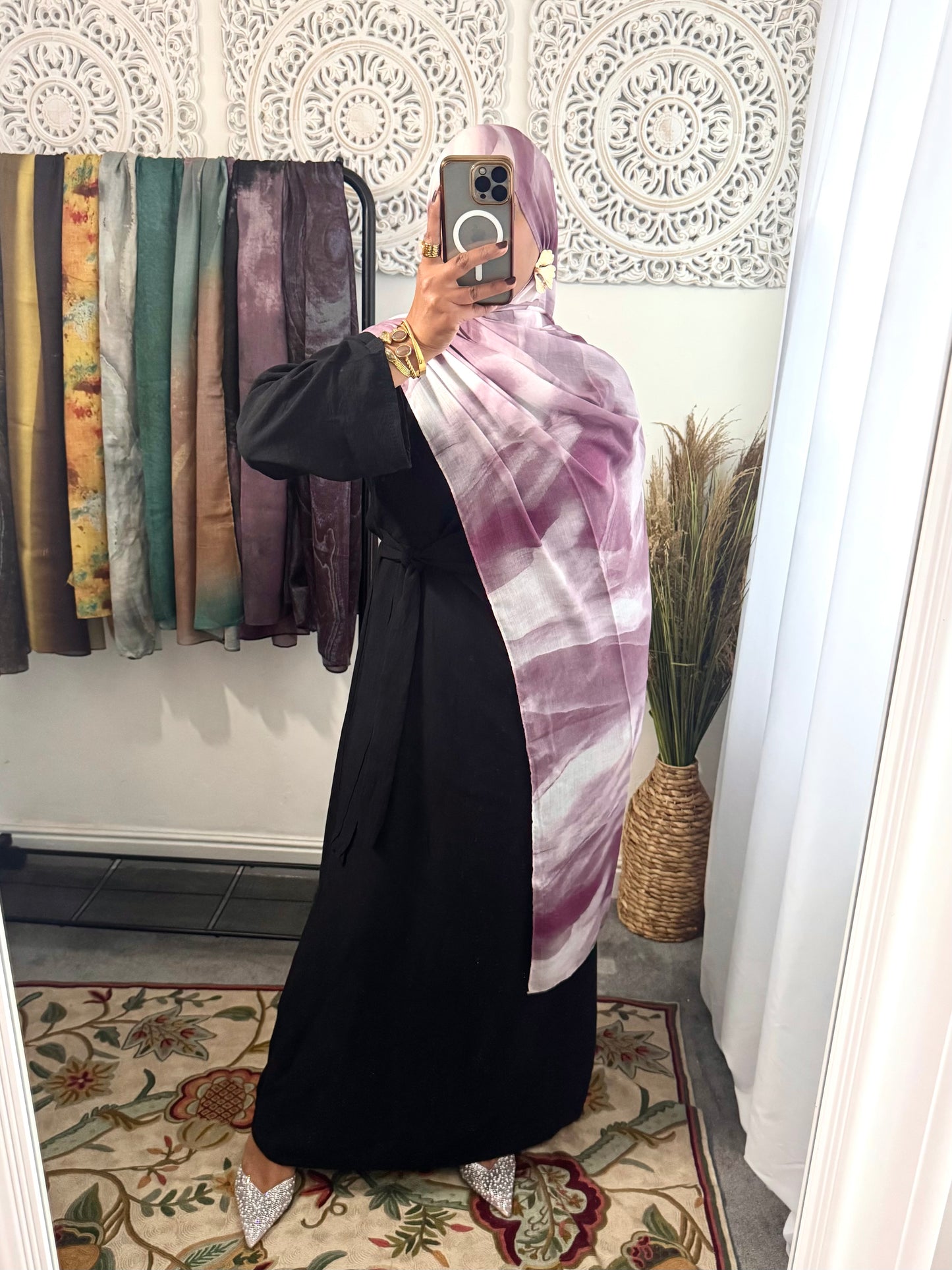 Water coloured Modal Printed Lavender Ripple Hijab