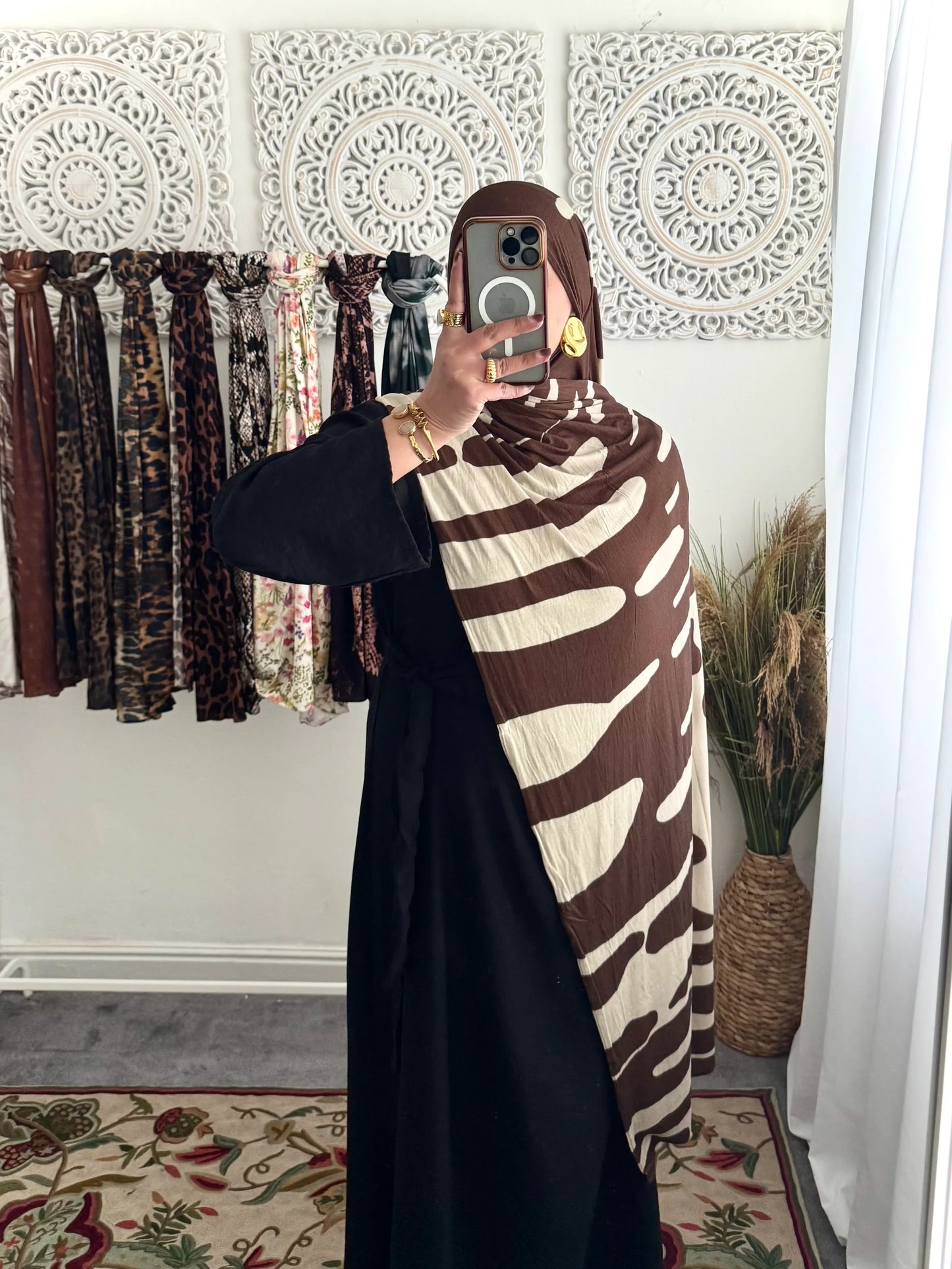 Premium Jersey Monochrome Wild hijab - Hijab Junkie UK