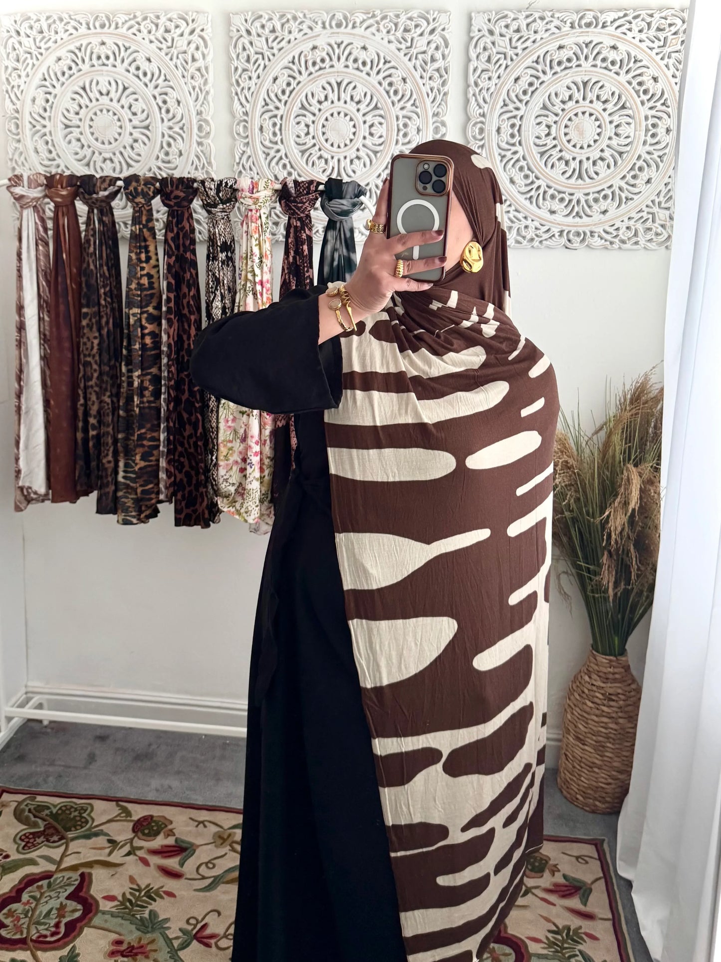 Premium Jersey Monochrome Wild hijab - Hijab Junkie UK