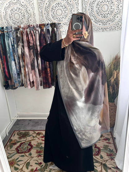 Water coloured Chiffon Printed Layla Hijab - Hijab Junkie UK