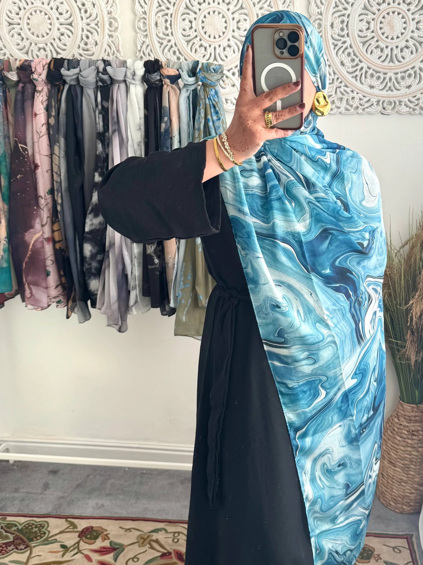 Water coloured Modal Printed Nova Wave Hijab - Hijab Junkie UK