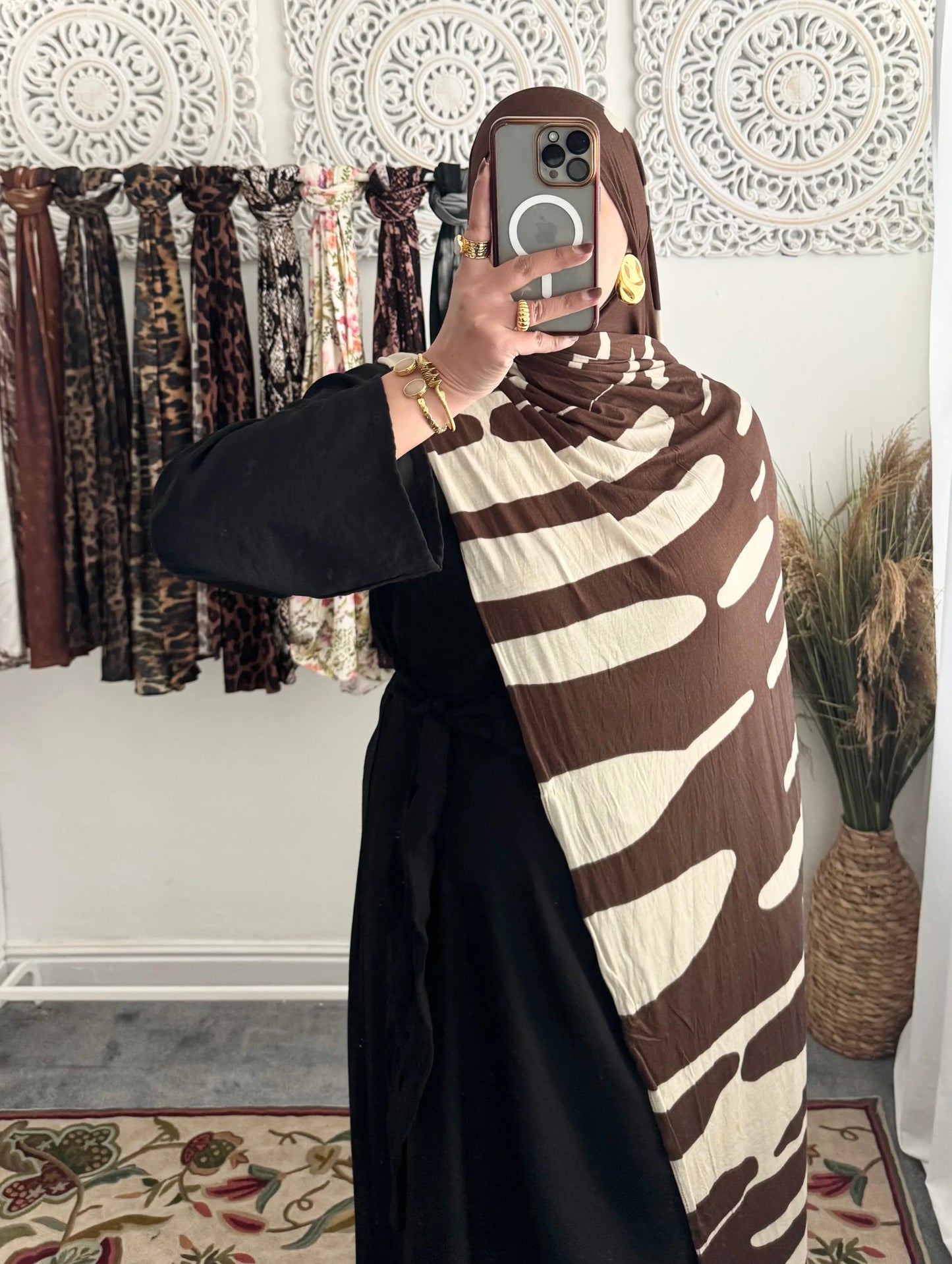 Premium Jersey Monochrome Wild hijab - Hijab Junkie UK