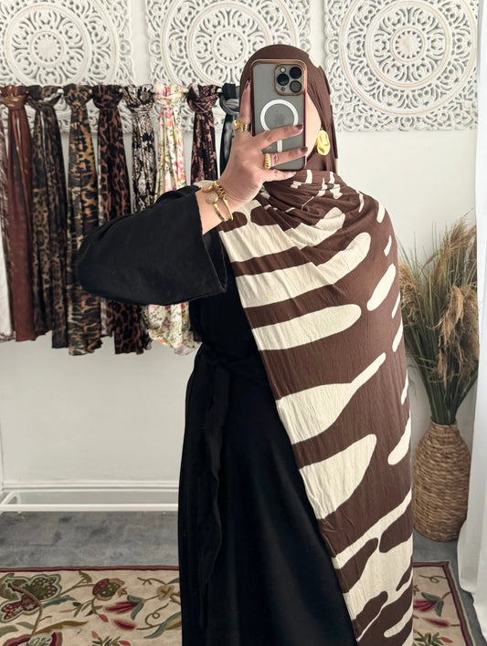 Premium Jersey Monochrome Wild hijab - Hijab Junkie UK