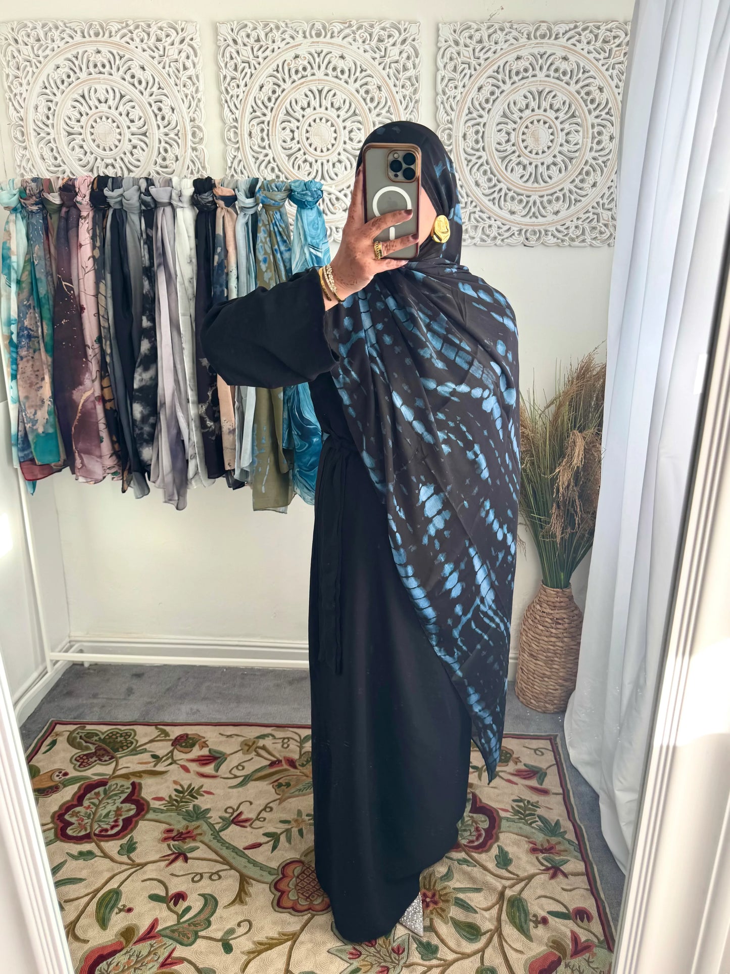Water coloured Modal Printed Vortex Hijab - Hijab Junkie UK