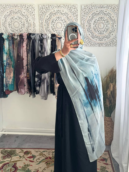 Water coloured Modal Printed Drip Hijab - Hijab Junkie UK